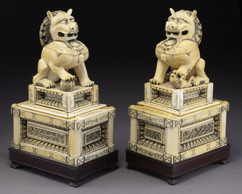 Pr. Chinese Qing carved ivory foo