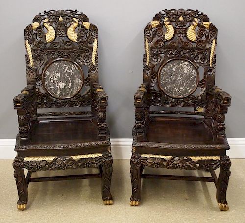 PR CHINESE THRONE CHAIRSA pair of