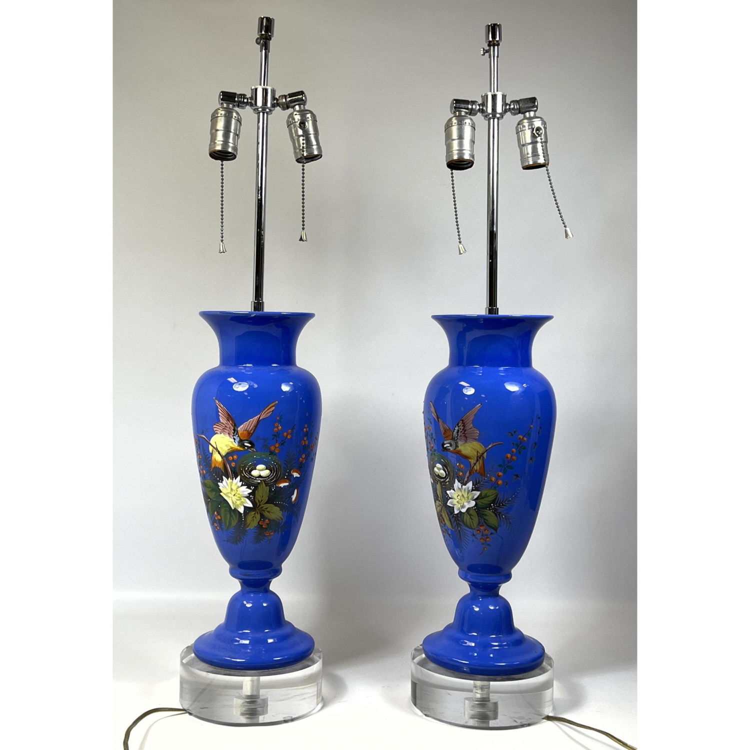 Pr Cobalt Blue Porcelain Vase Table