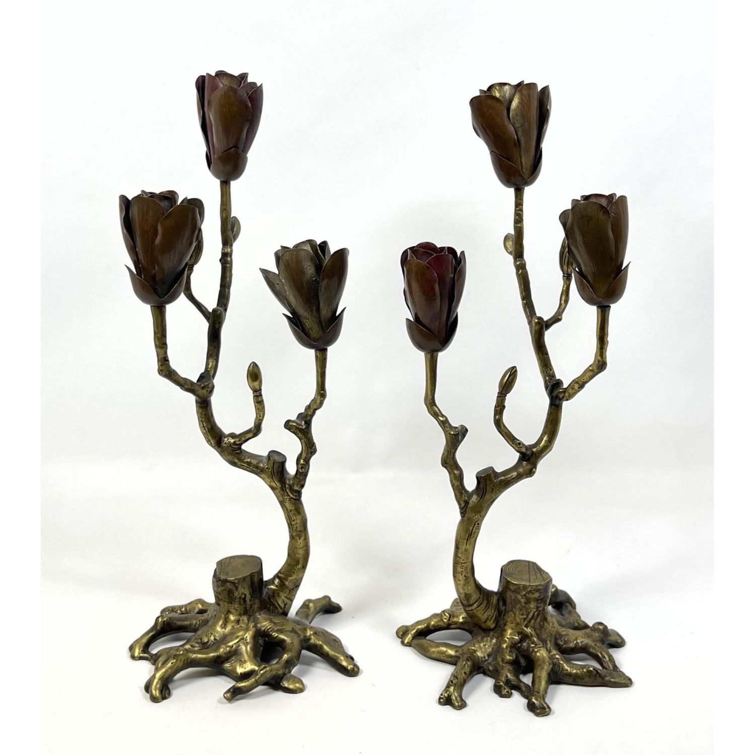 Pr Copper Petal Brass Branch Form
