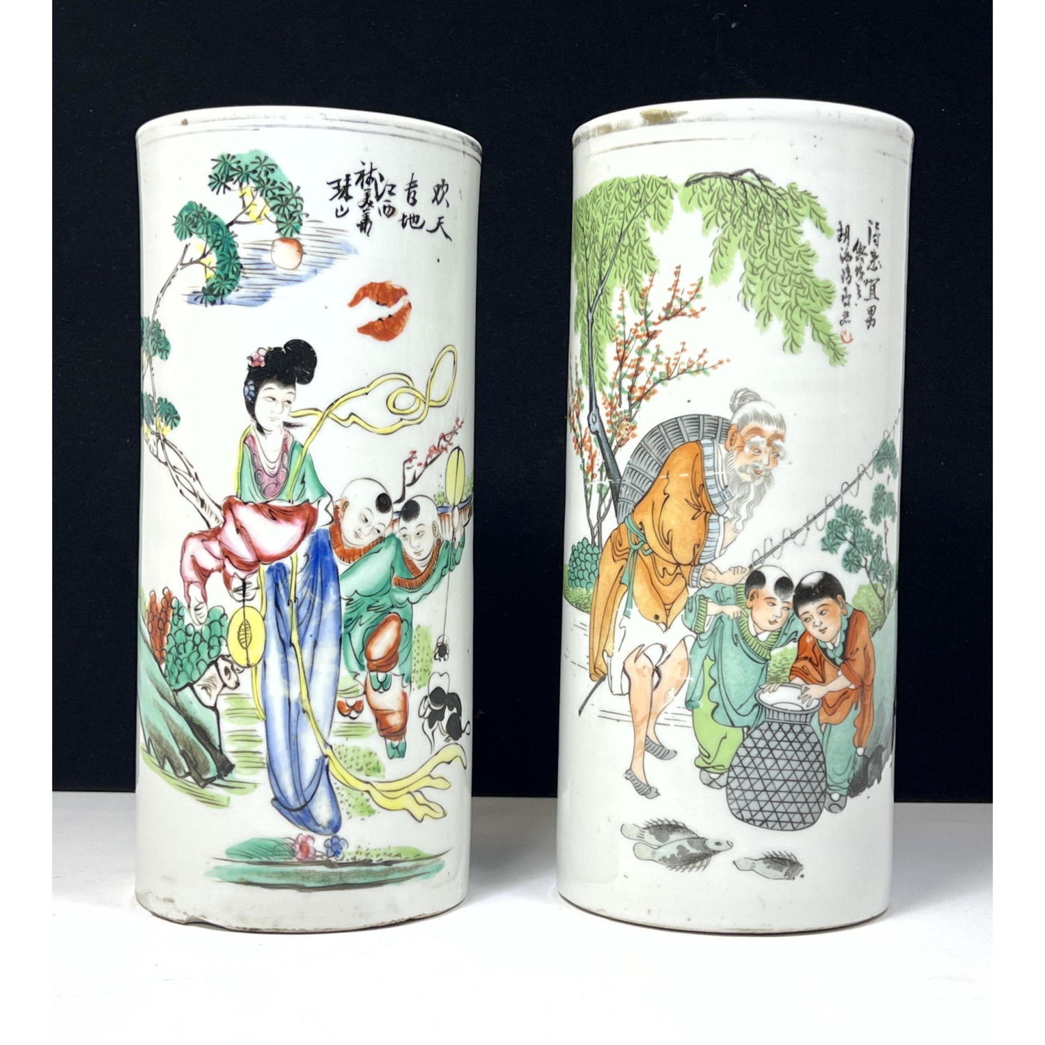 Pr Cylinder form Ceramic Vases.