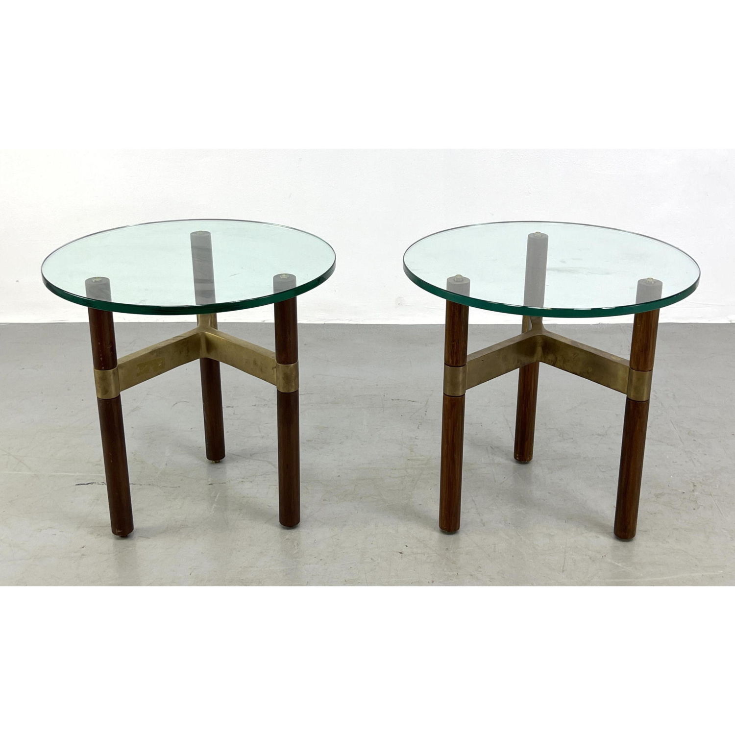 Pr Designer Brass and Wood Side