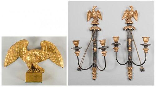 PR. EAGLE WALL SCONCES & CARVED
