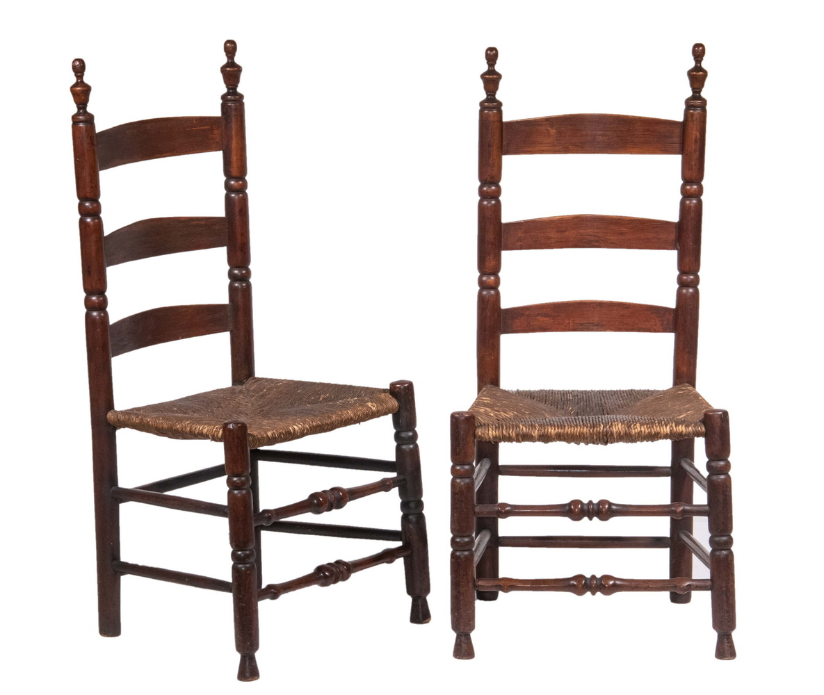 PR EARLY LADDERBACK CHAIRS Pair