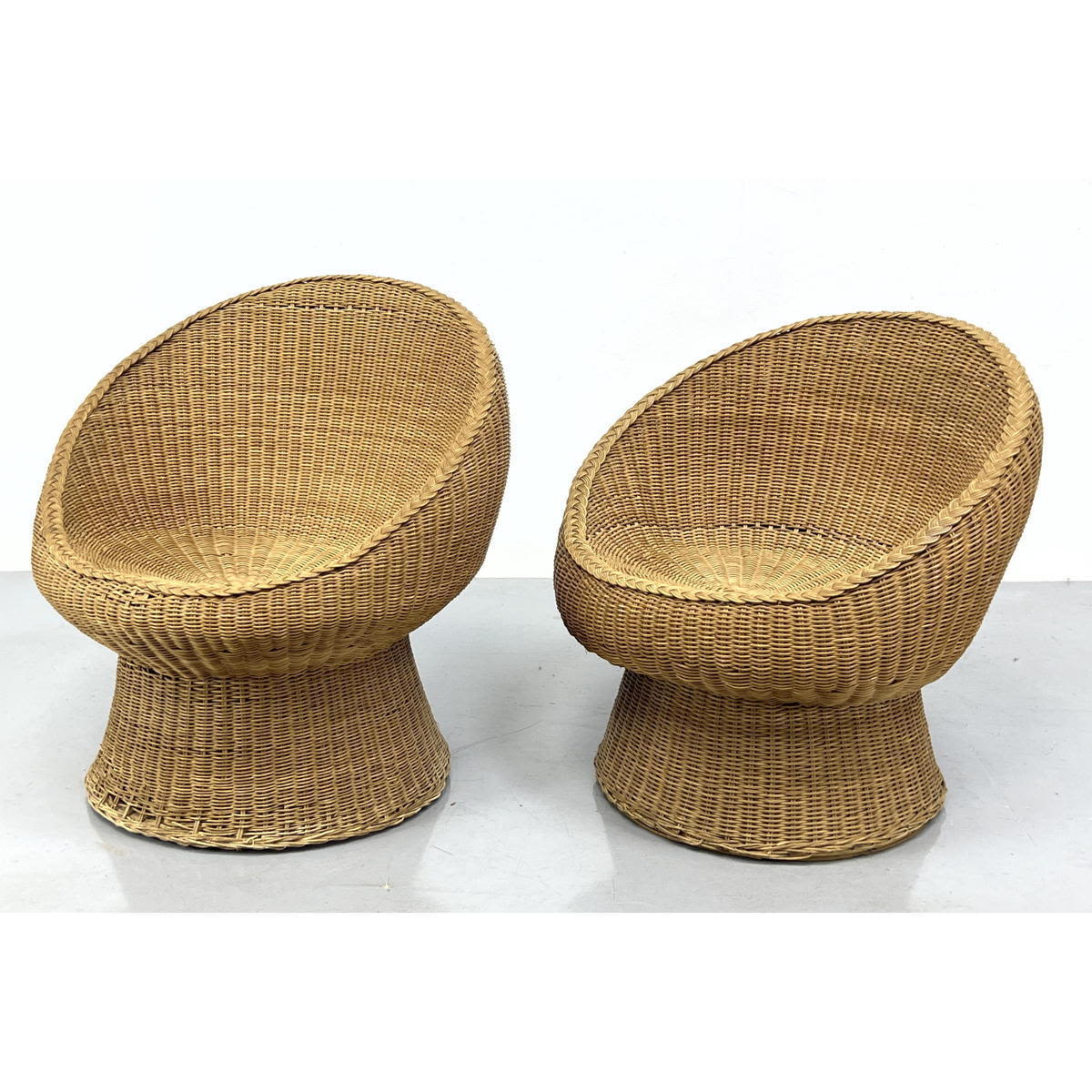 Pr Eero Aarnio style Woven Wicker