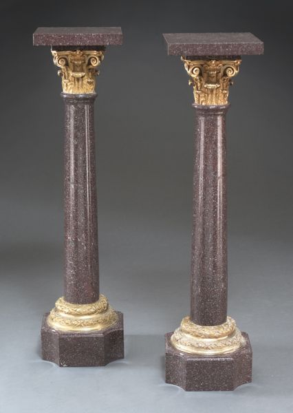 Pr. Empire style gilt bronze and