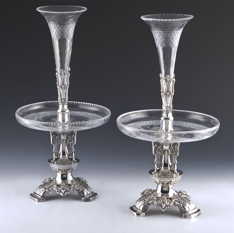 Pr. English silver plate and cut