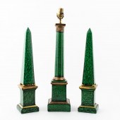 PR., FAUX MALACHITE OBELISKS &