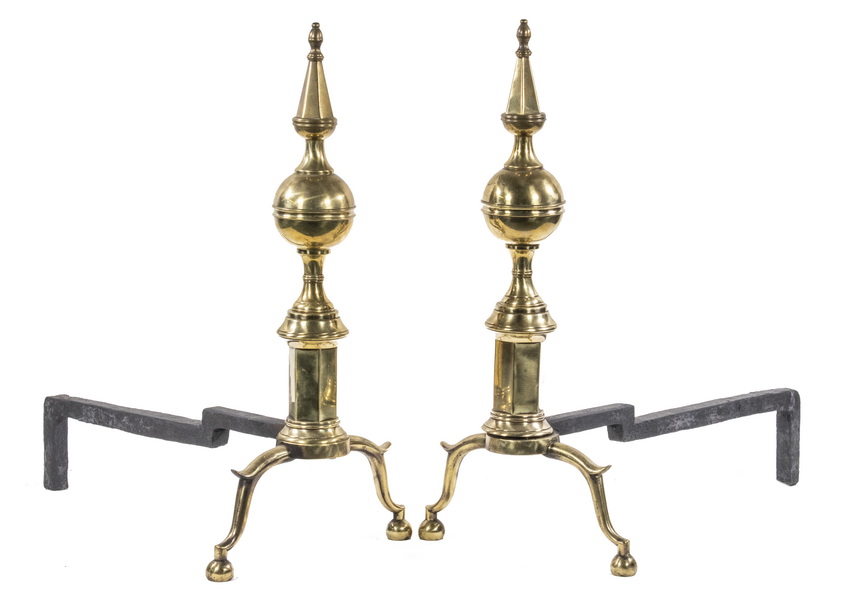 PR FEDERAL BRASS ANDIRONS SIGNED