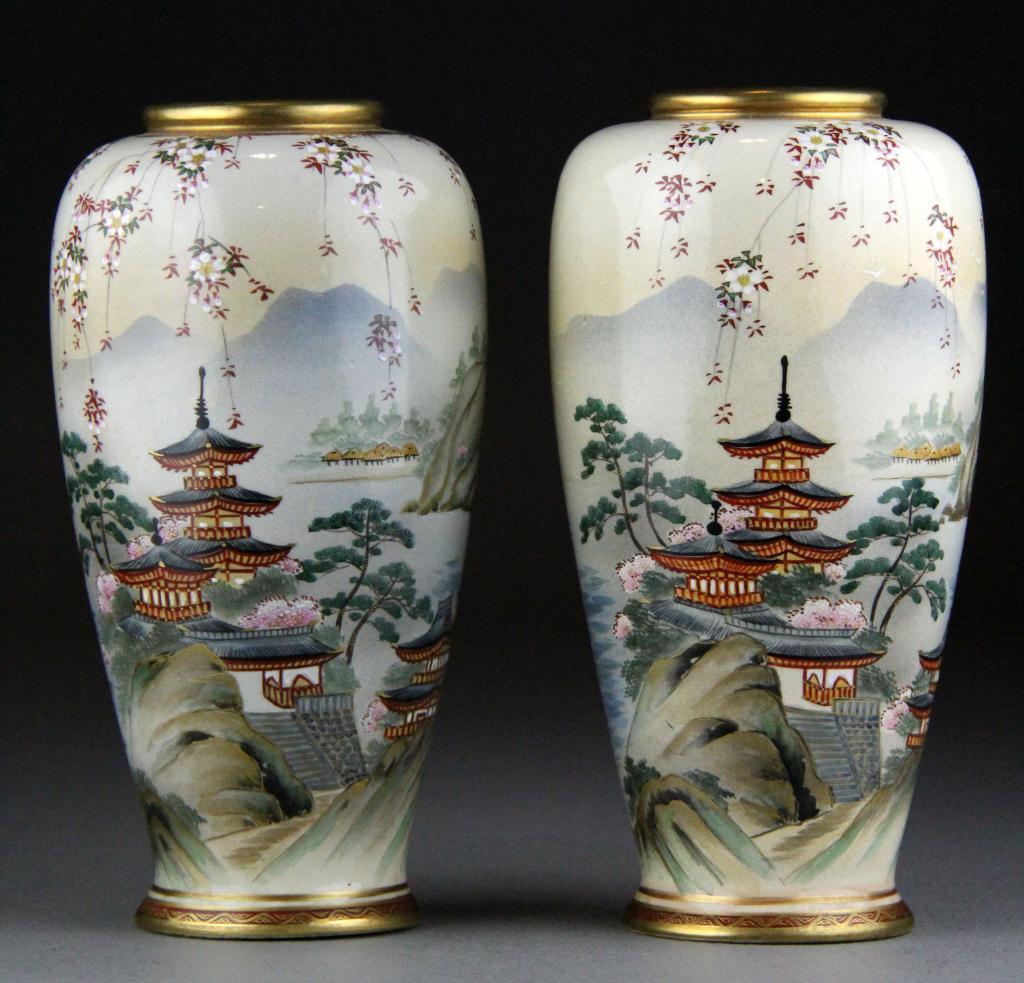 Pr. Fine Japanese Satsuma Vases -