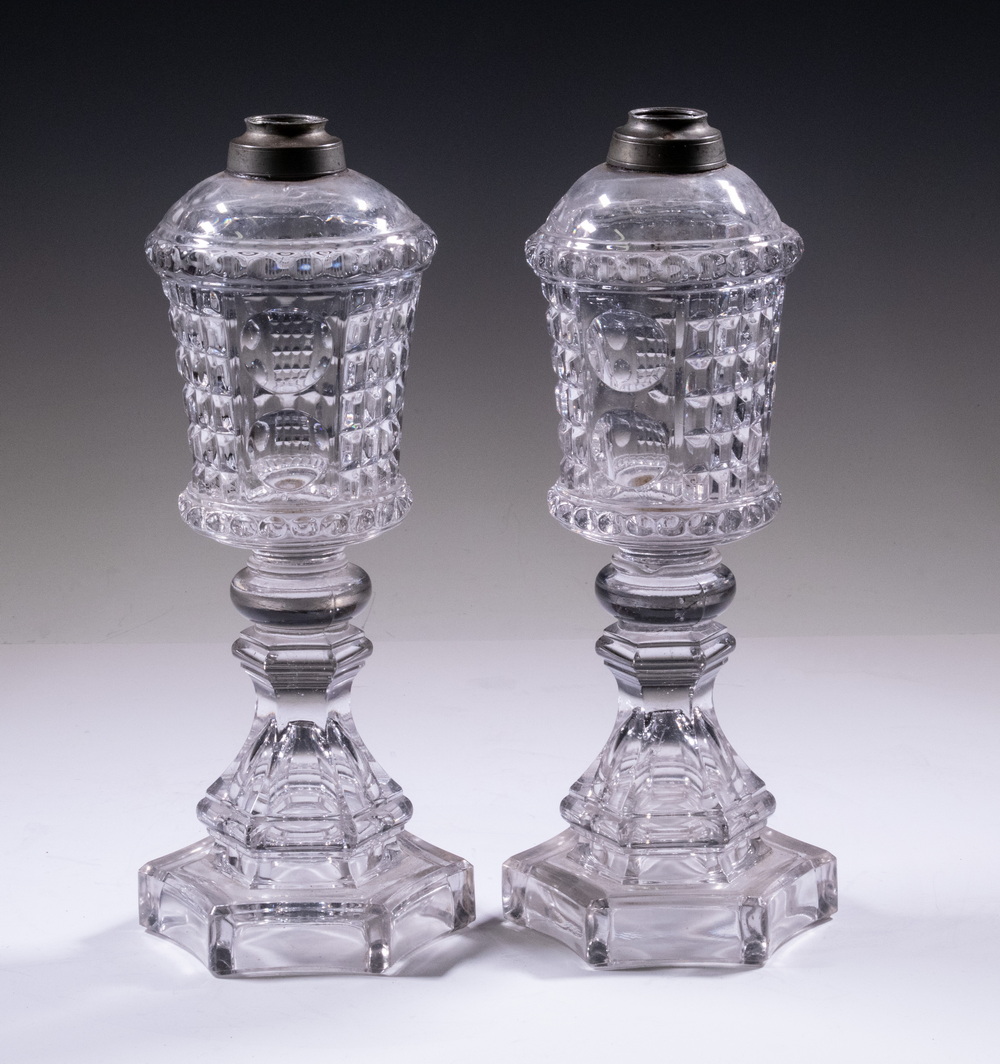 PR FLINT GLASS WHALE OIL LANTERNS