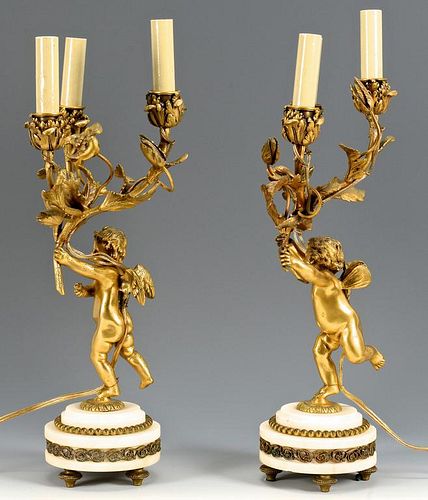 PR. FRENCH BRONZE CHERUB FIGURAL