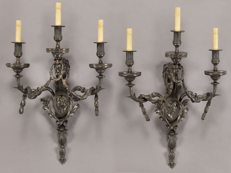 Pr. French bronze three-light