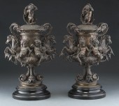 Pr. French bronzed spelter fig