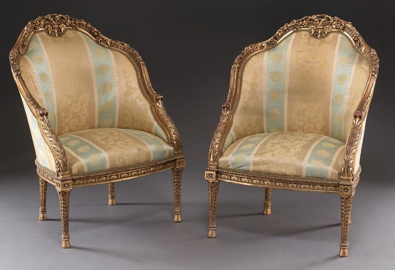Pr. French polychrome and gilt