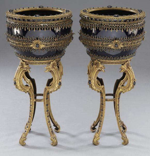 Pr. French style cobalt porcelain