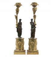 PR GILDED BRONZE FIGURAL CANDL
