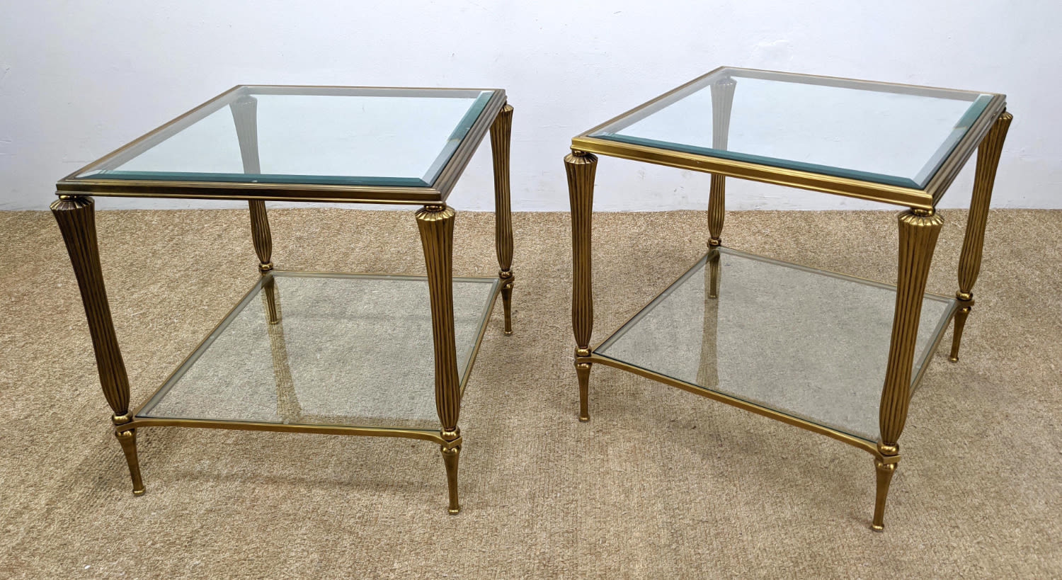 Pr Gilt Brass Frame Double Glass
