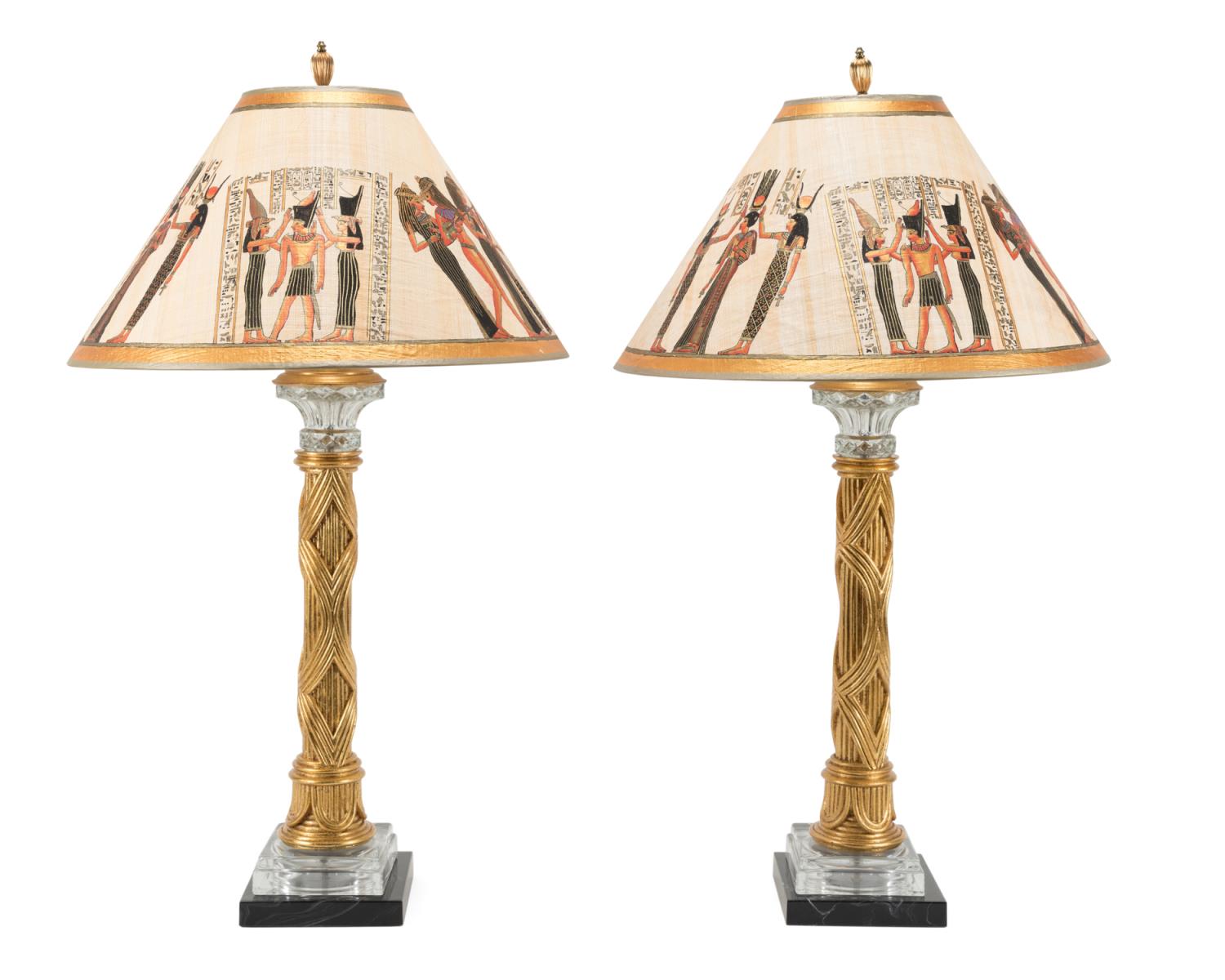 PR GILT COLUMN FORM TABLE LAMPS