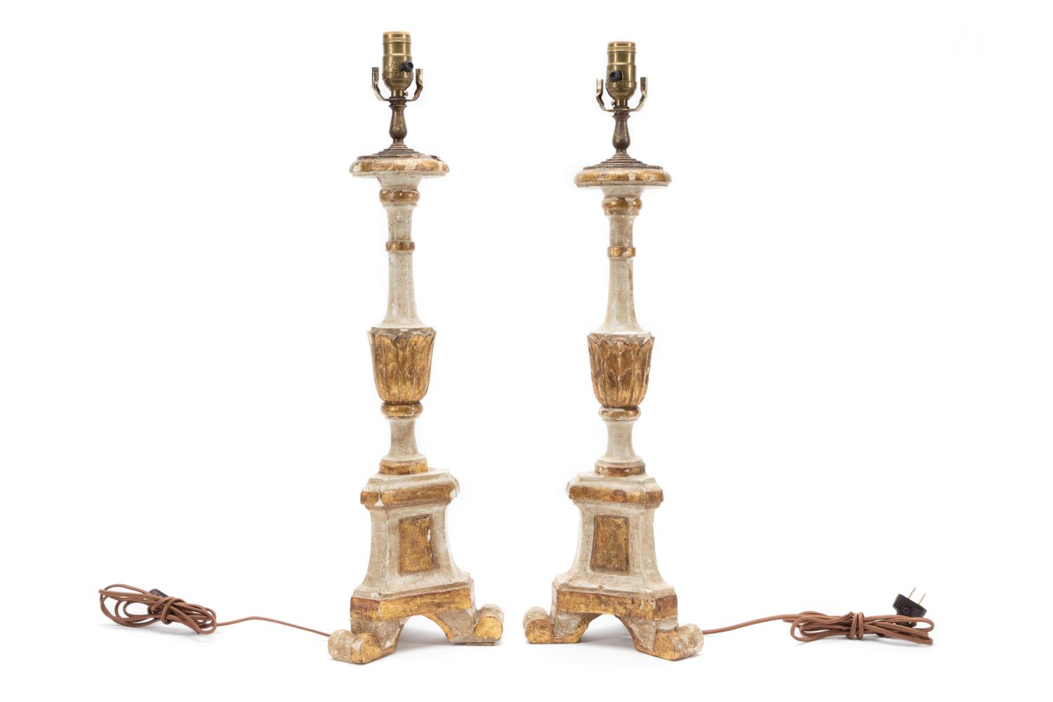PR. GILT PRICKET CANDLESTICKS