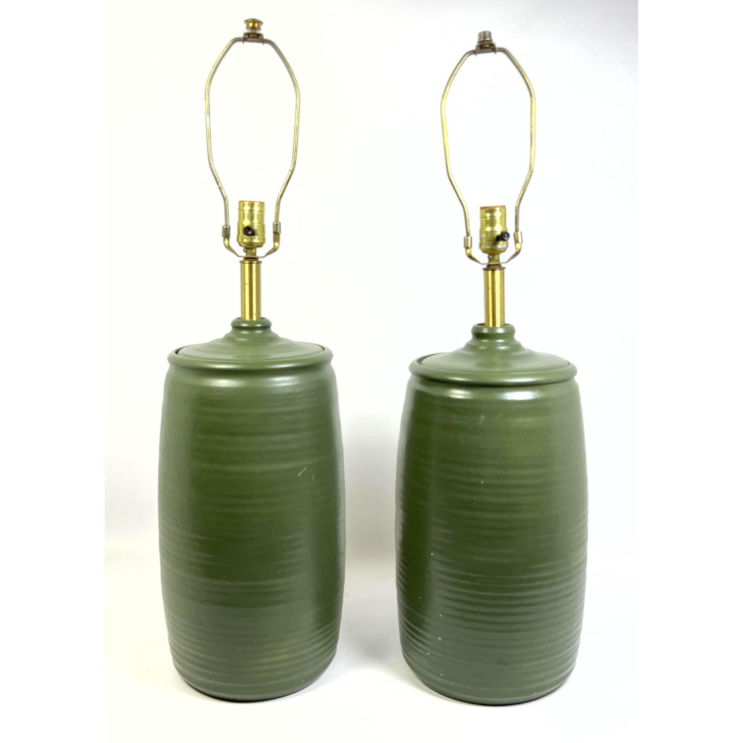 Pr Green Painted Pottery Modern