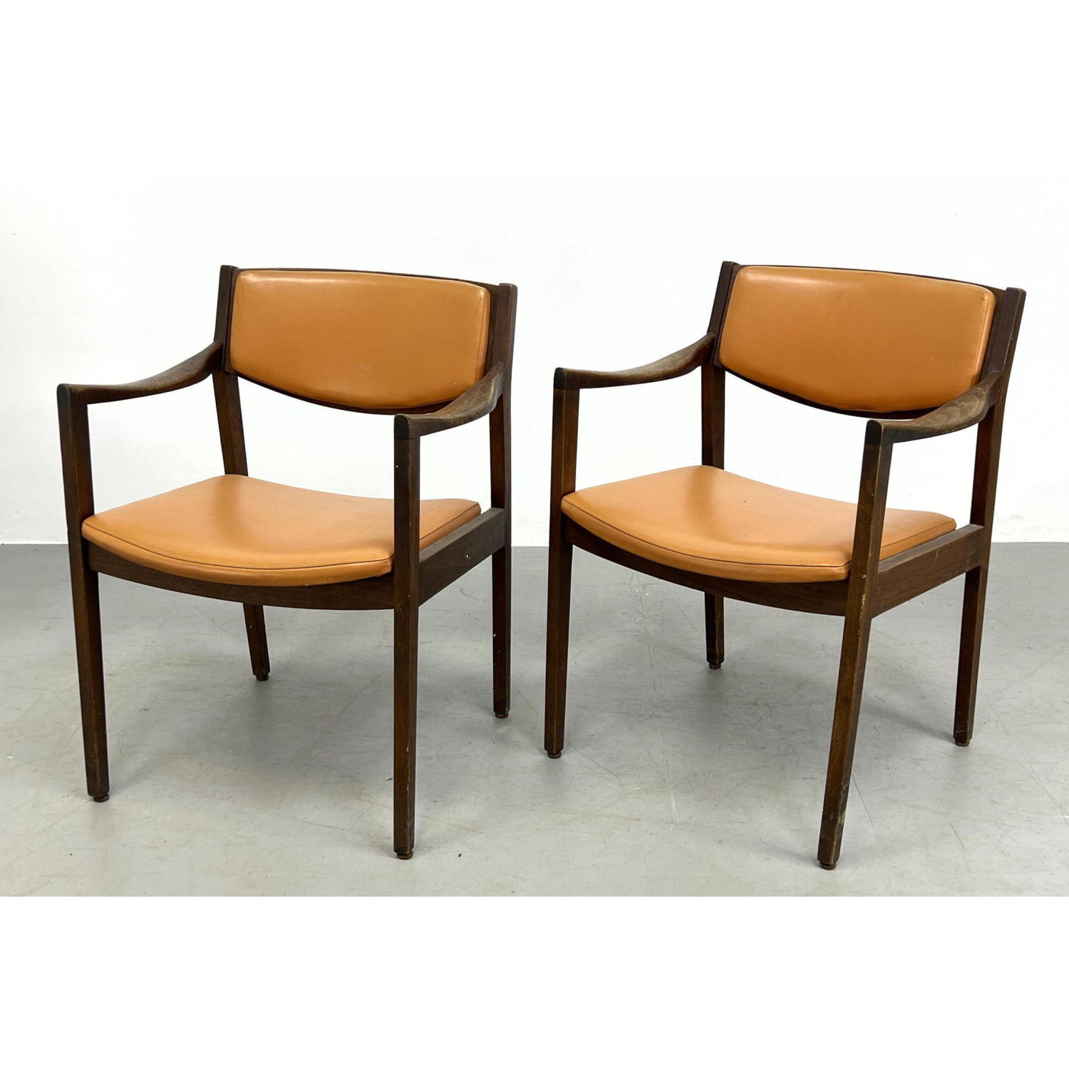 Pr GUNLOCKE Open Arm Chairs. Pale