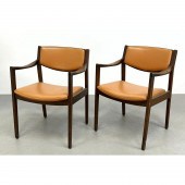 Pr GUNLOCKE Open Arm Chairs. P