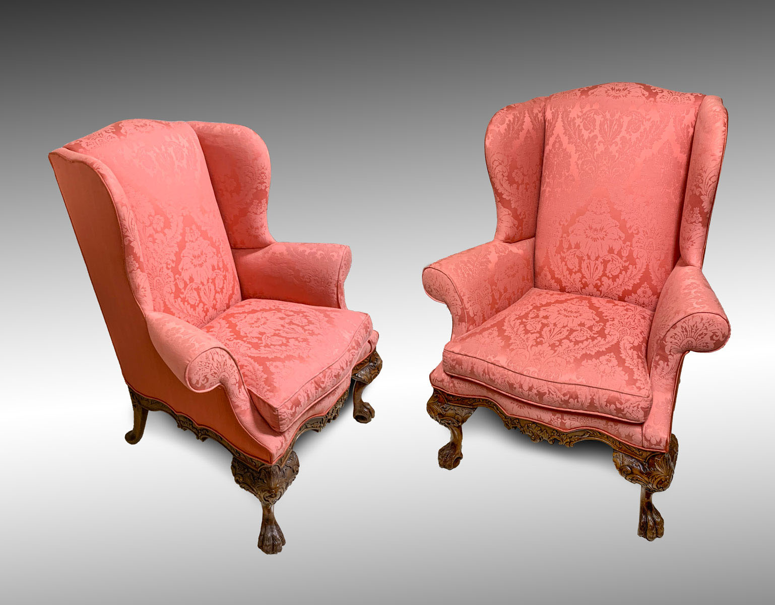 PR HIGHLY CARVED WINGBACK CHAIRS: 2