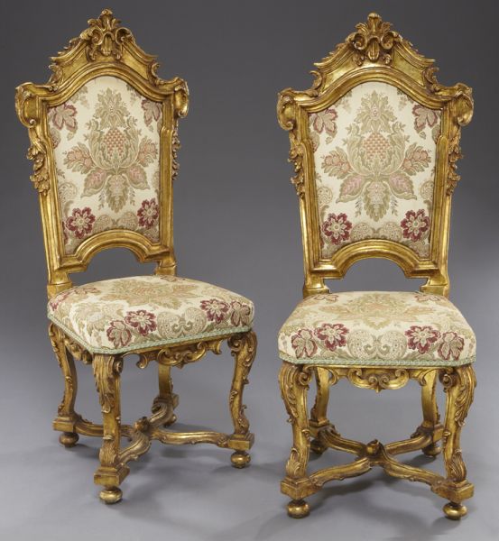 Pr. Italian gilt wood chairs the