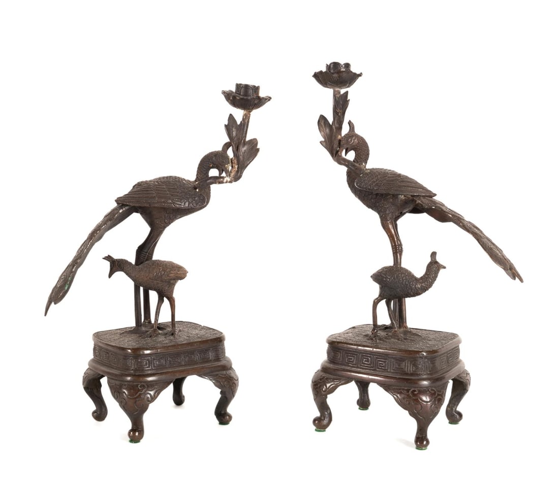 PR JAPANESE BRONZE CRANE & LOTUS