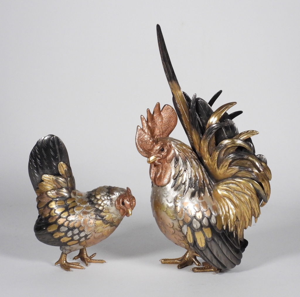 PR JAPANESE BRONZE HEN & ROOSTER