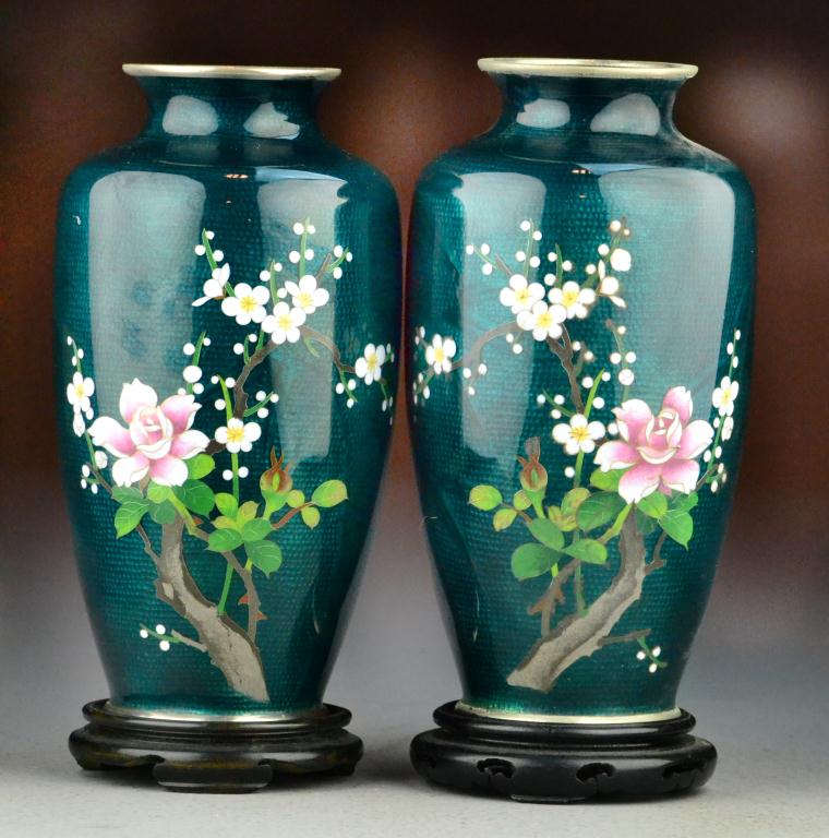 Pr. Japanese Cloisonn Vases On
