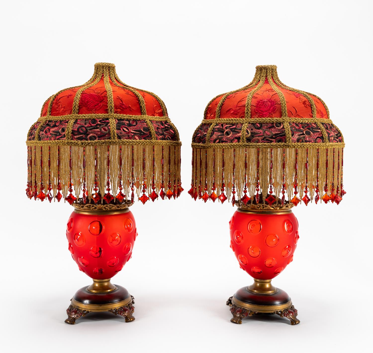 PR. KATHLEEN CAID RUBY GLASS LAMPS,