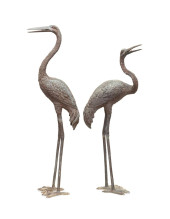 PR LARGE BRONZE STANDING CRANE