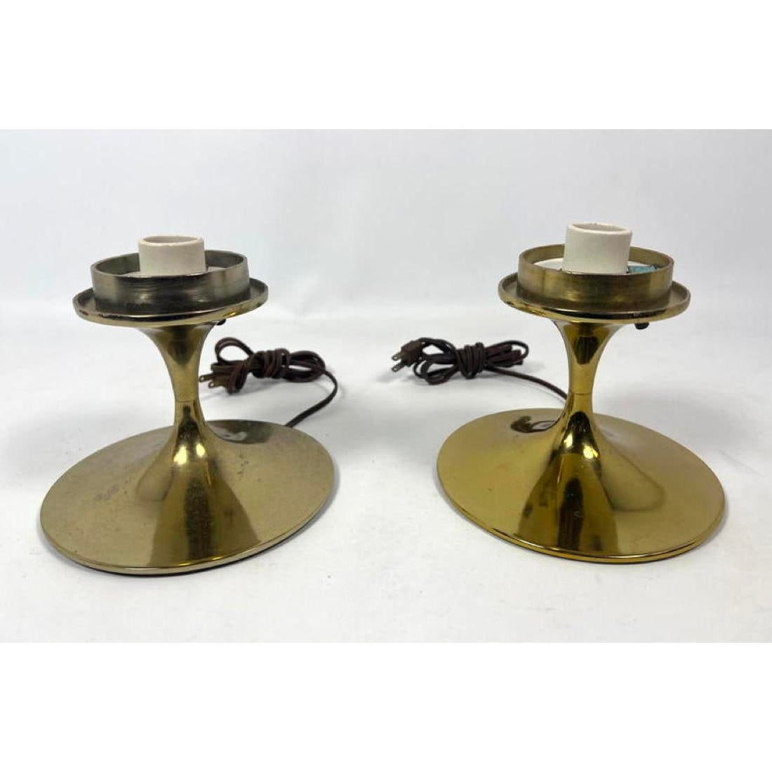 Pr LAUREL Brass Tone Tulip Lamp