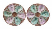 PR MAJOLICA OYSTER PLATES Pair