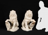 PR MAJOLICA SEATED GARDEN LION