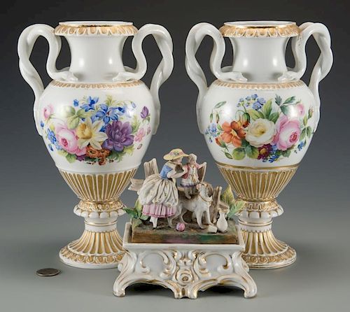 PR MEISSEN VASES PLUS INKWELL1st