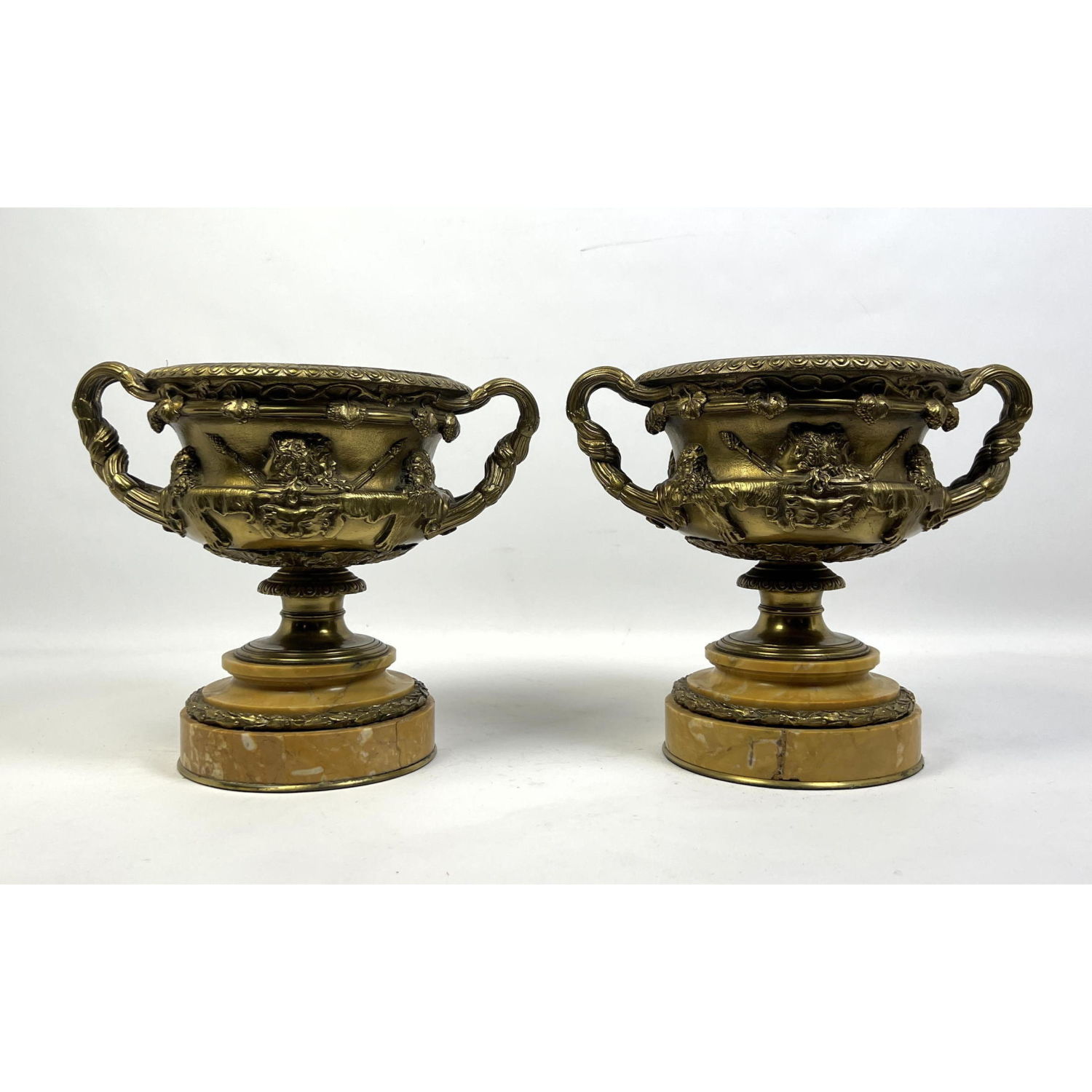 Pr Metal Tazzas Compotes. Marble