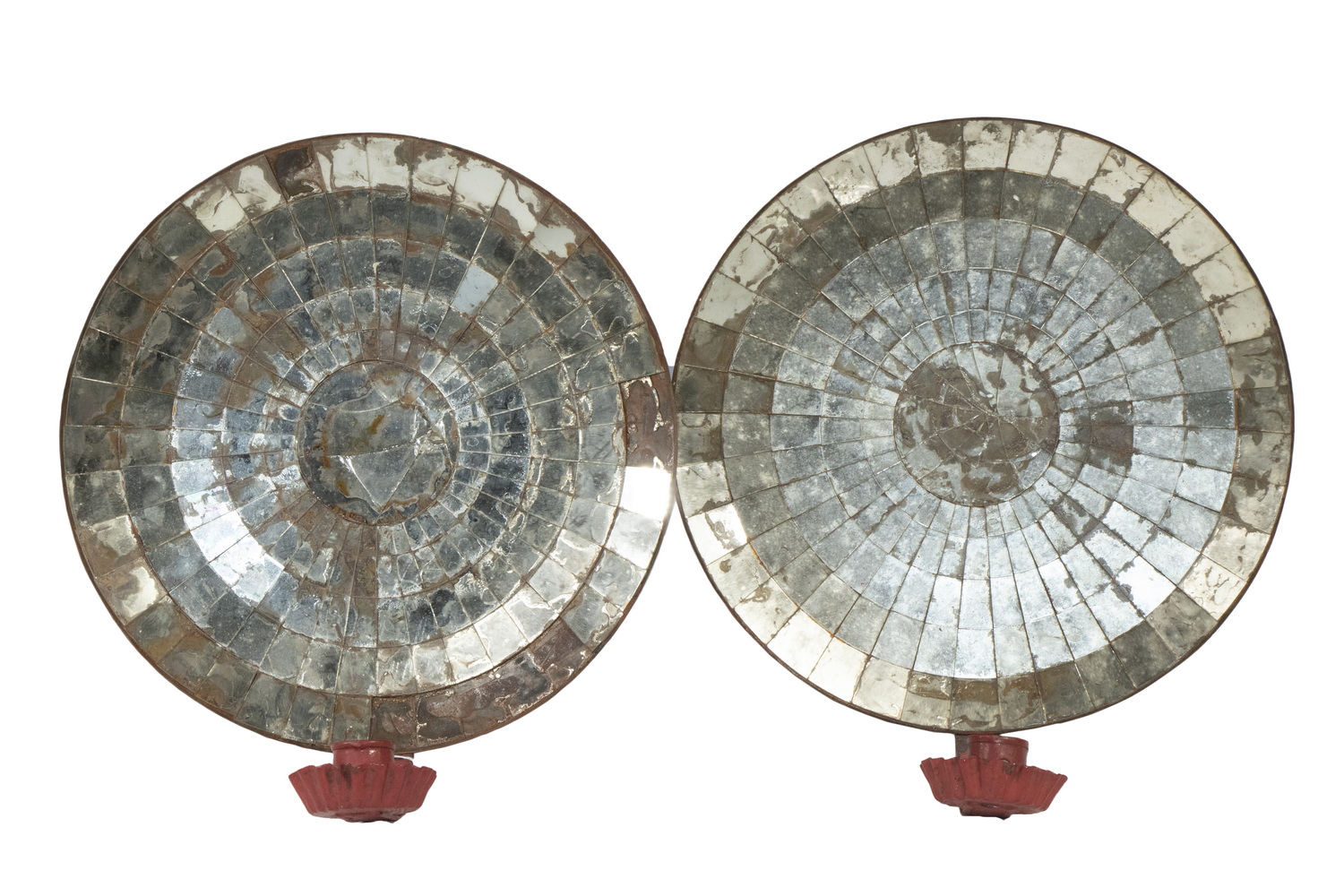 PR MIRRORED TIN CANDLE SCONCES Pair
