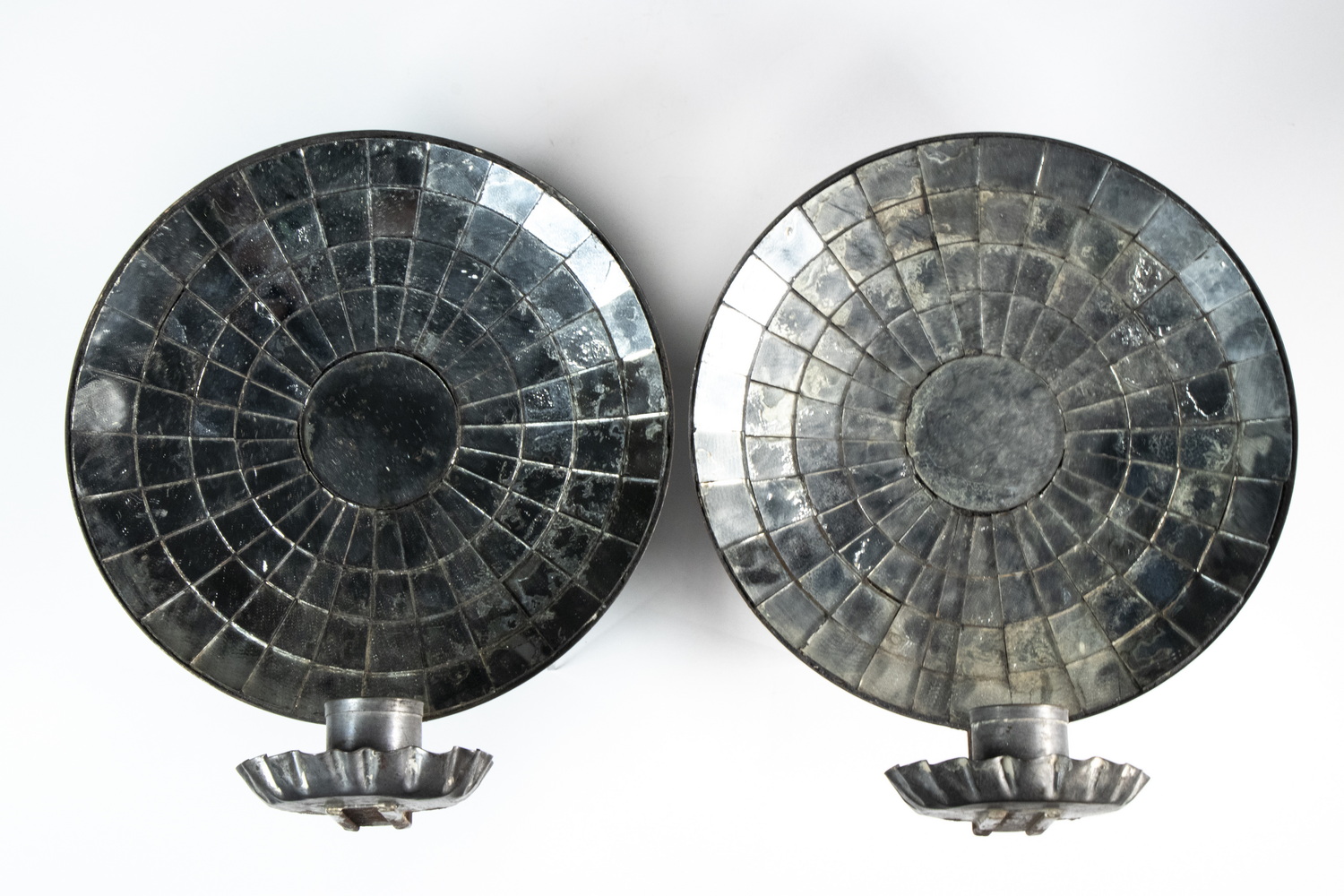 PR MIRRORED TIN CANDLE SCONCES Pair