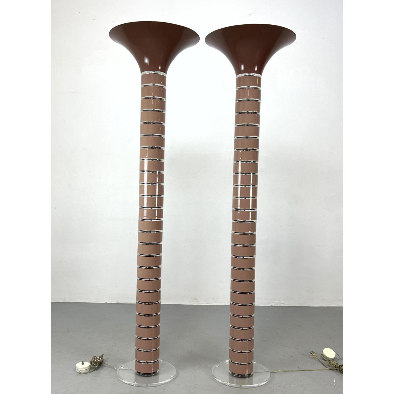 Pr Modernist Torchiere Floor Lamps.