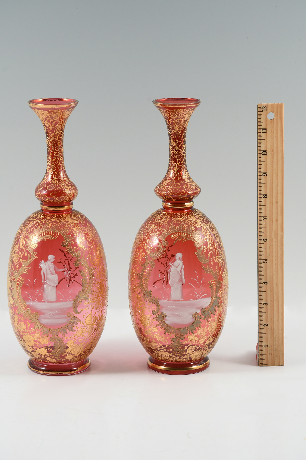 PR. MOSER DECORATED CRANBERRY GLASS