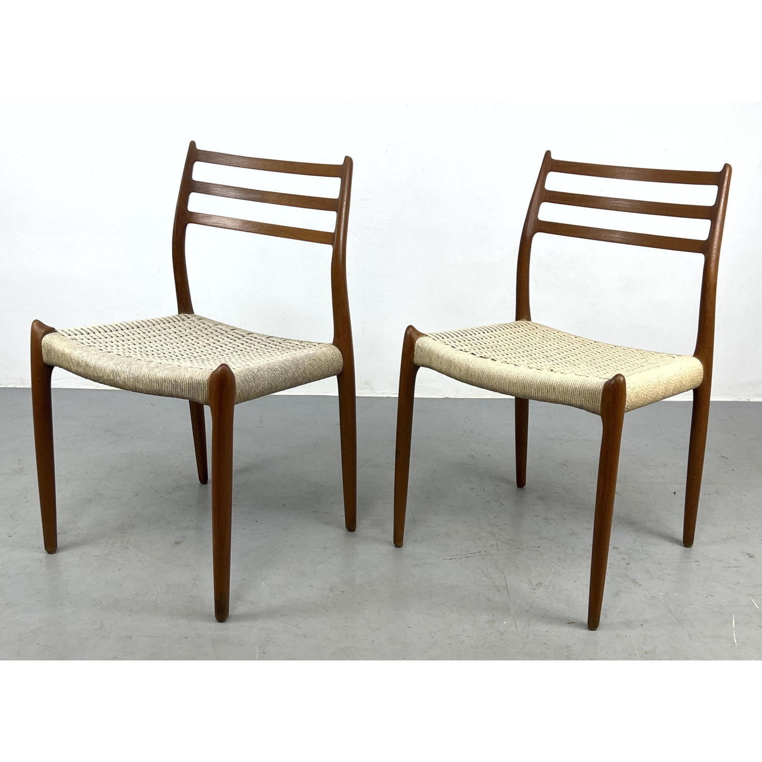 Pr NIELS MOLLER Teak Chairs with