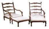 PR OAK LOUNGE CHAIRS WITH OTTO