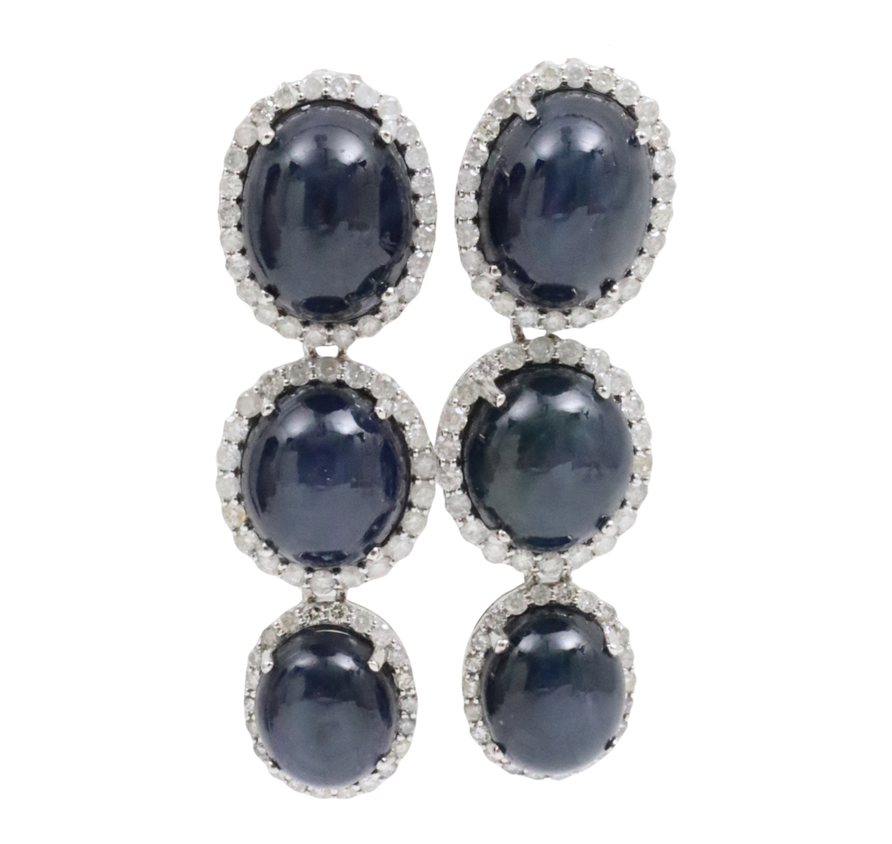 PR. OF 14K DIAMOND AND SAPPHIRE