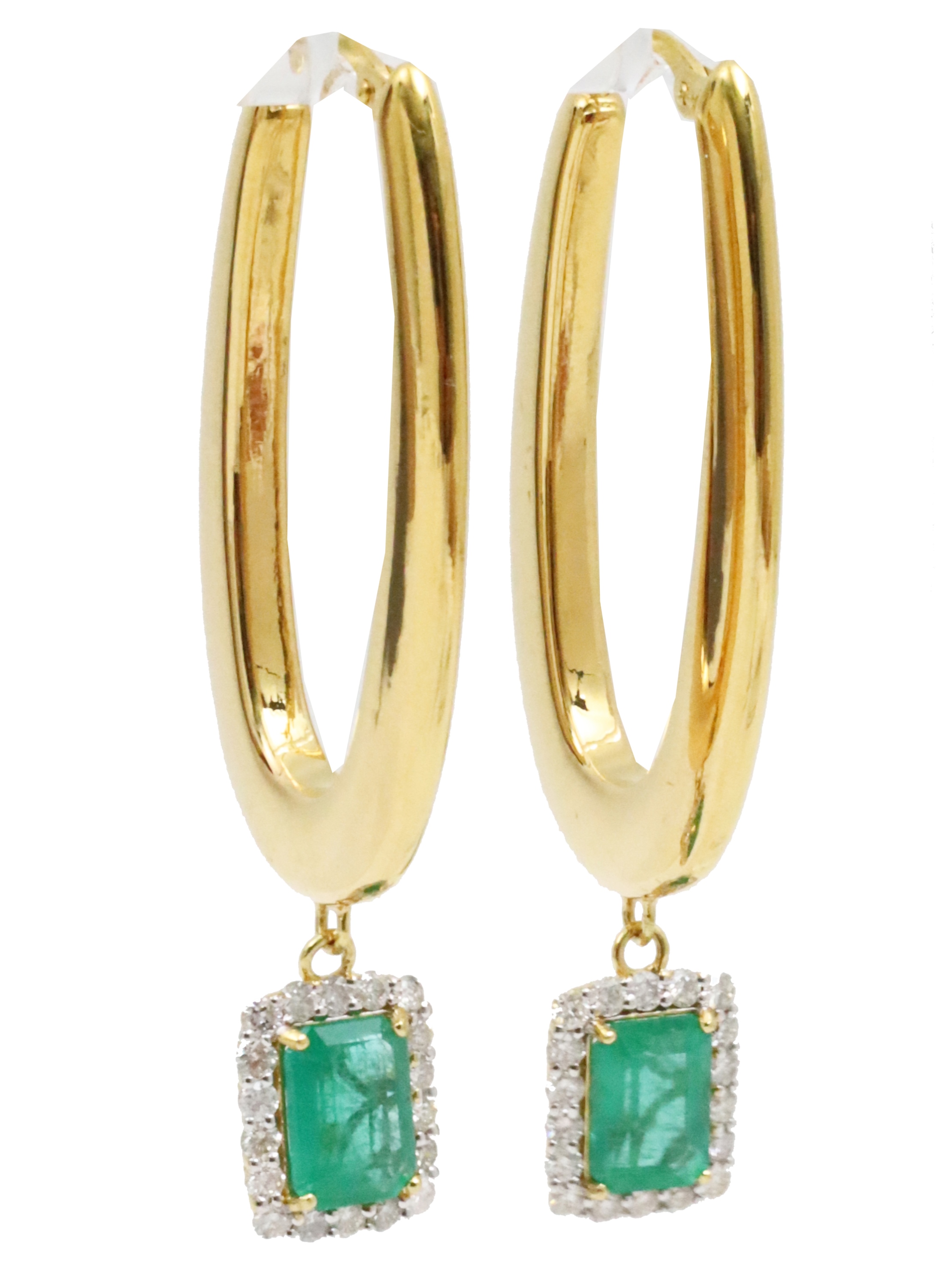 PR. OF 14K EMERALD & DIAMOND HOOP