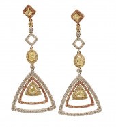 PR. OF 14K MULTI-COLOR DIAMOND