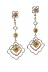 PR OF 14K MULTI-COLOR DIAMOND