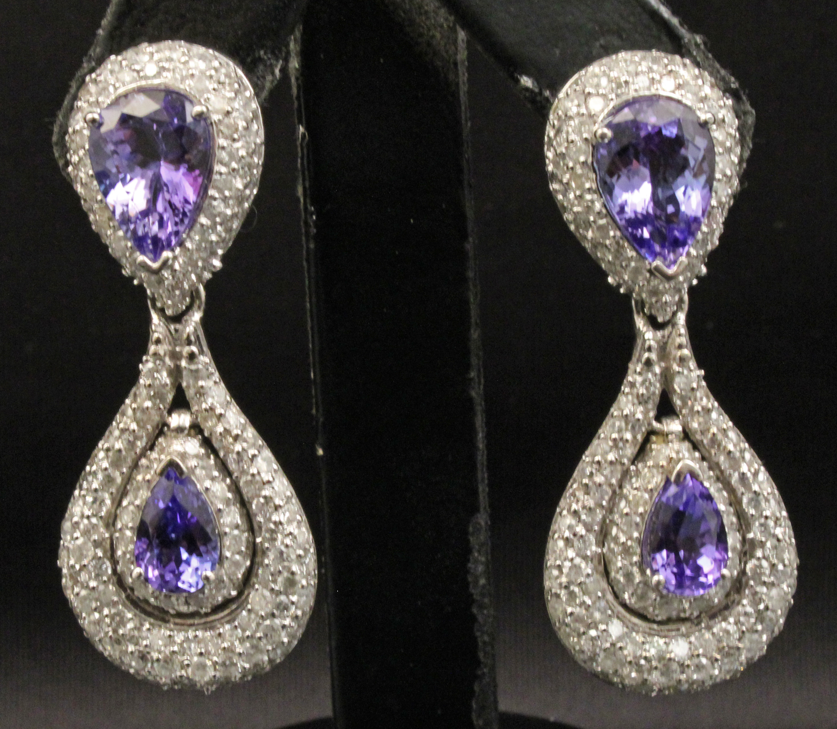 PR OF 14K TANZANITE AND DIAMOND